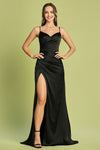 Prom Dresses Fitted Long Slit Formal Evening Prom Dress Black