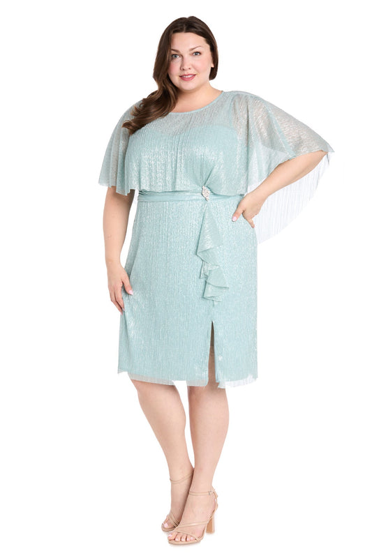 Plus Size Dresses Short Cocktail Plus Size Caplet Dress Seafoam