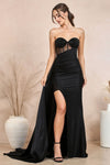 Prom Dresses Long Beaded Fit Prom Slit Formal Dress Black