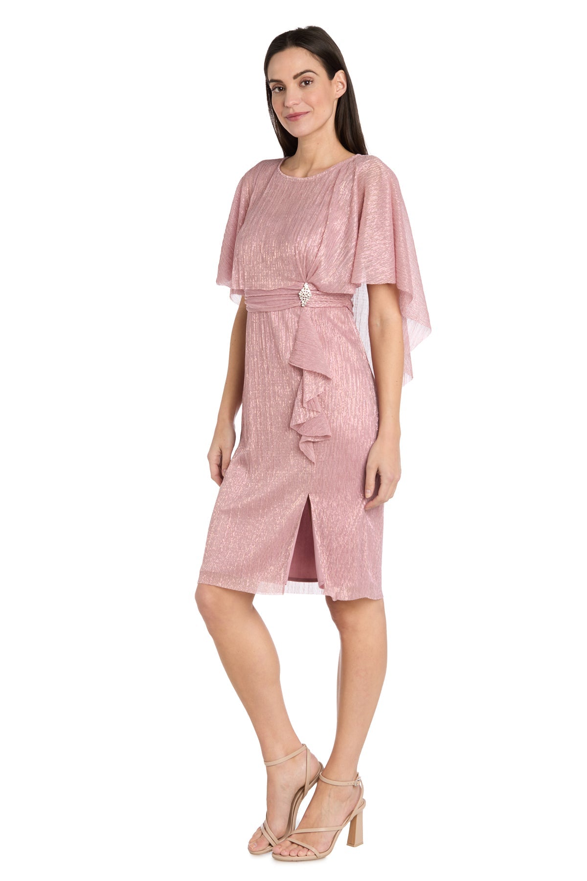 Cocktail Dresses Short Petite Ruffle Cocktail Caplet Dress Rose