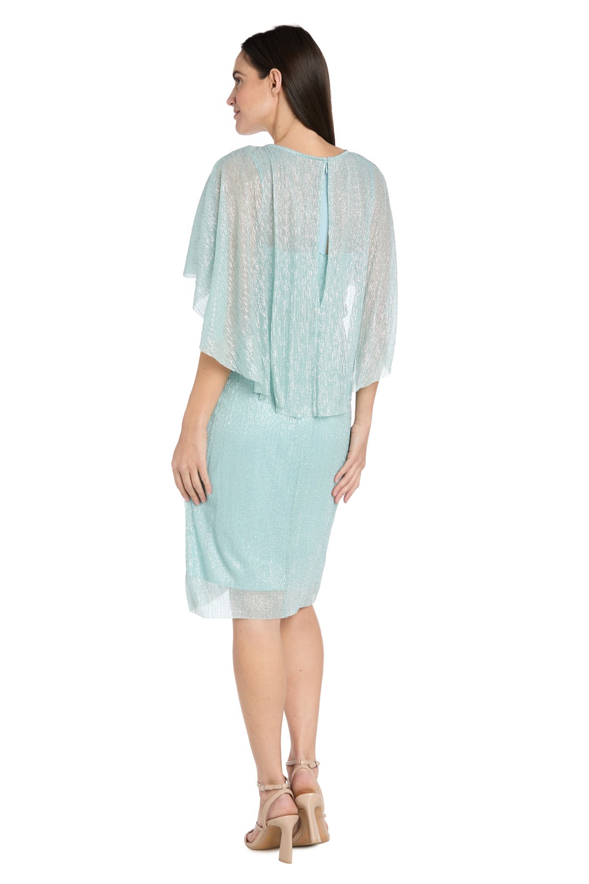 Cocktail Dresses Short Ruffle Cocktail Caplet Dress Seafoam