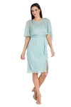 Cocktail Dresses Short Petite Ruffle Cocktail Caplet Dress Seafoam