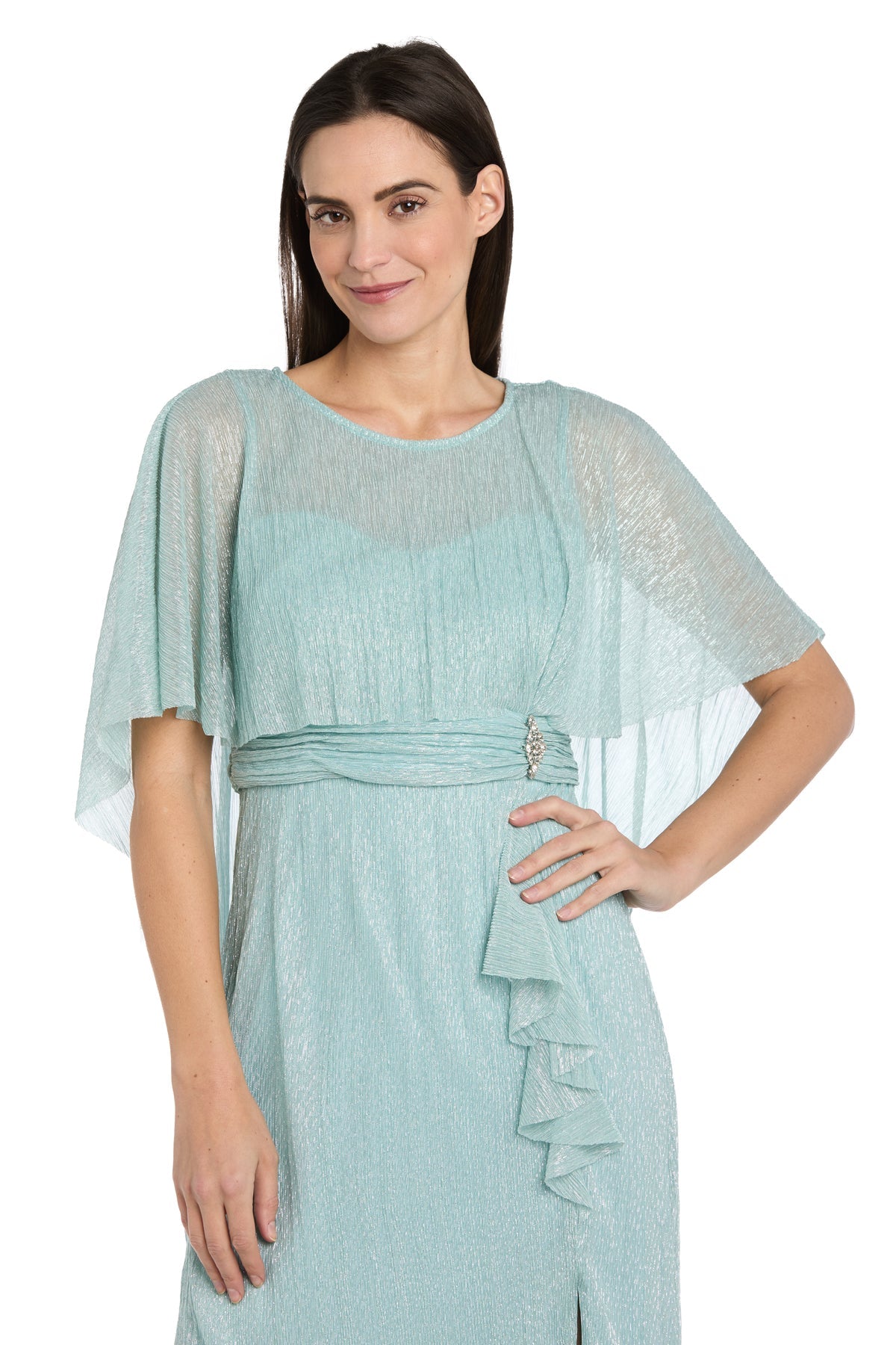 Cocktail Dresses Short Petite Ruffle Cocktail Caplet Dress Seafoam