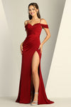 Prom Dresses Long Fitted Slit Formal Prom Dress Burgundy