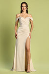 Prom Dresses Long Fitted Slit Formal Prom Dress Champagne