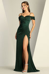 Prom Dresses Long Fitted Slit Formal Prom Dress Emerald