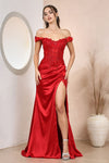 Prom Dresses Long Prom 3D Floral Slit Formal Dress Red