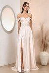 Prom Dresses Long Beaded A Line Formal Prom Dress Champagne
