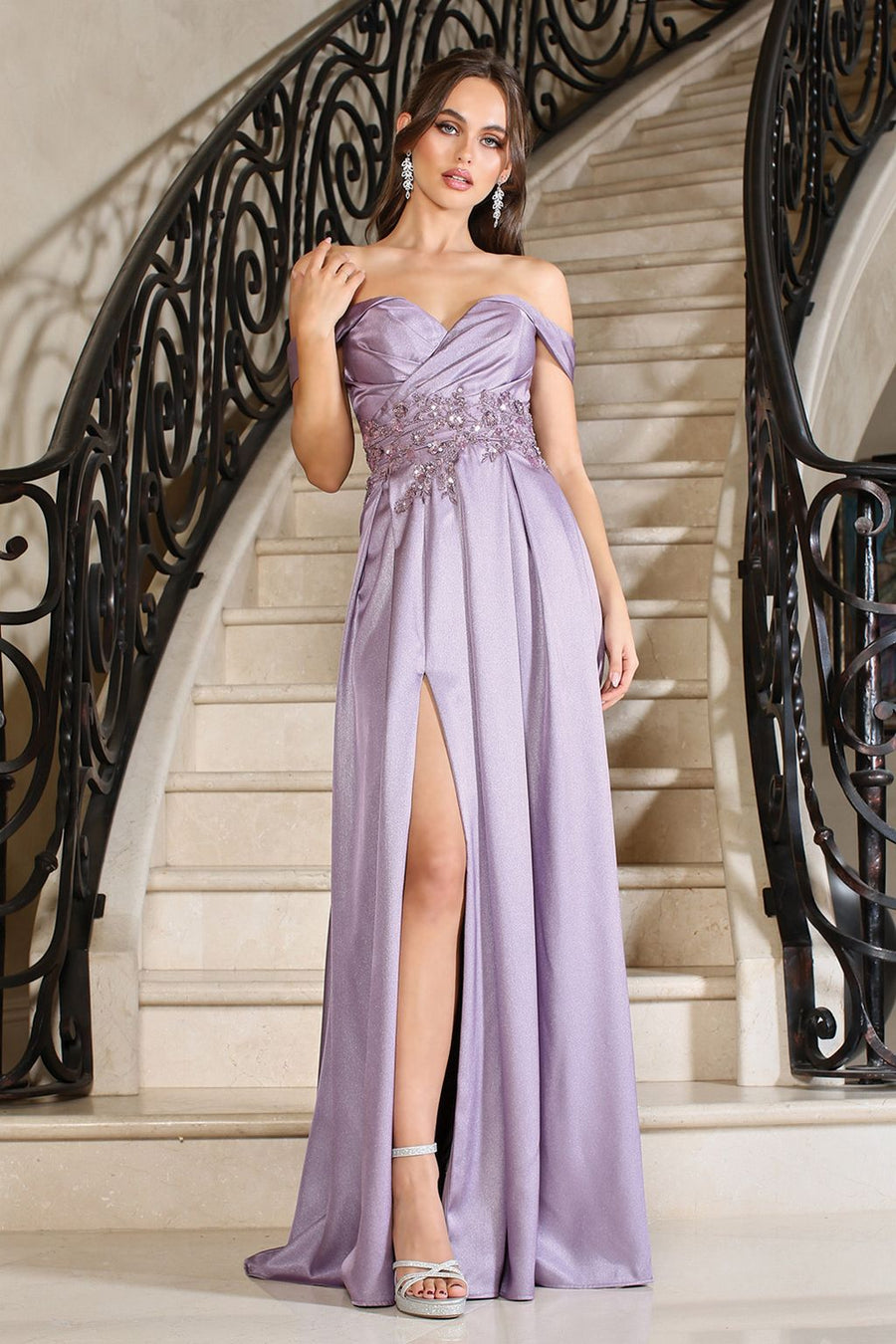 Prom Dresses Long Beaded A Line Formal Prom Dress Dusty Lavender