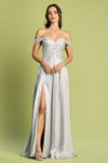 Prom Dresses Long Beaded A Line Formal Prom Dress Silver