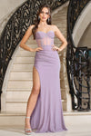 Prom Dresses Glitter Long Slit Detail Formal Prom Dress Dusty Lavender