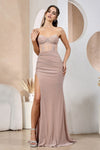 Prom Dresses Glitter Long Slit Detail Formal Prom Dress Rose Gold