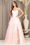 Prom Dresses Long Formal Layered Ruffle Prom Dress Blush Pink