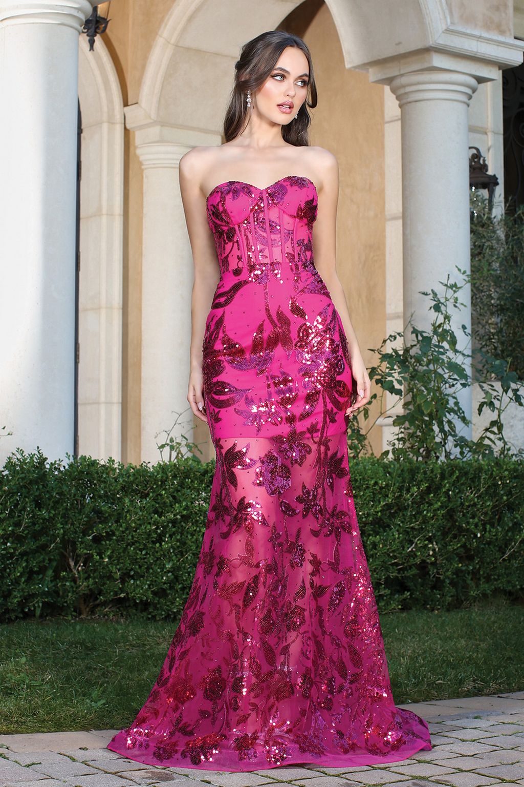 Prom Dresses Prom Long Mermaid Sequin Print Formal Dress Fuchsia