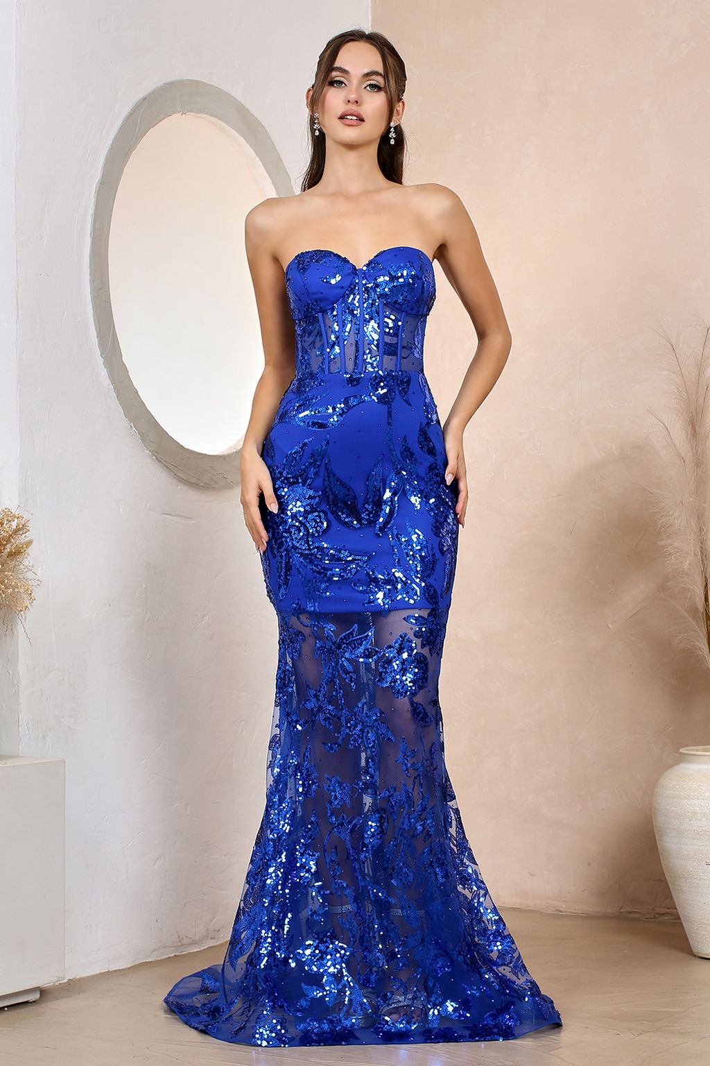 Prom Dresses Prom Long Mermaid Sequin Print Formal Dress Royal Blue