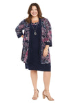 Plus Size Dresses Short Daytime Jacket Mother of the Bride Dress Indigo