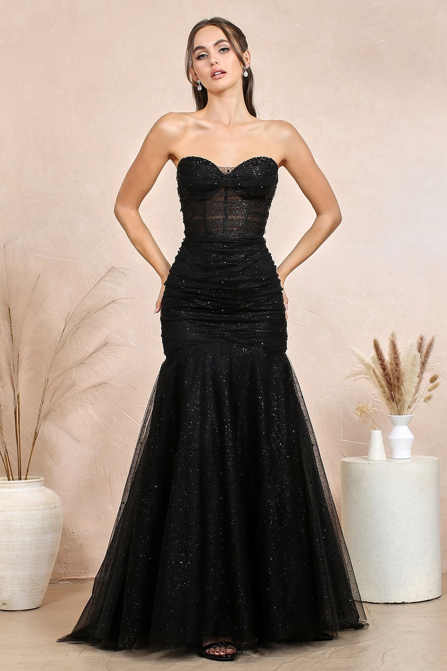 Prom Dresses Long Formal Glitter Mermaid Prom Dress Black