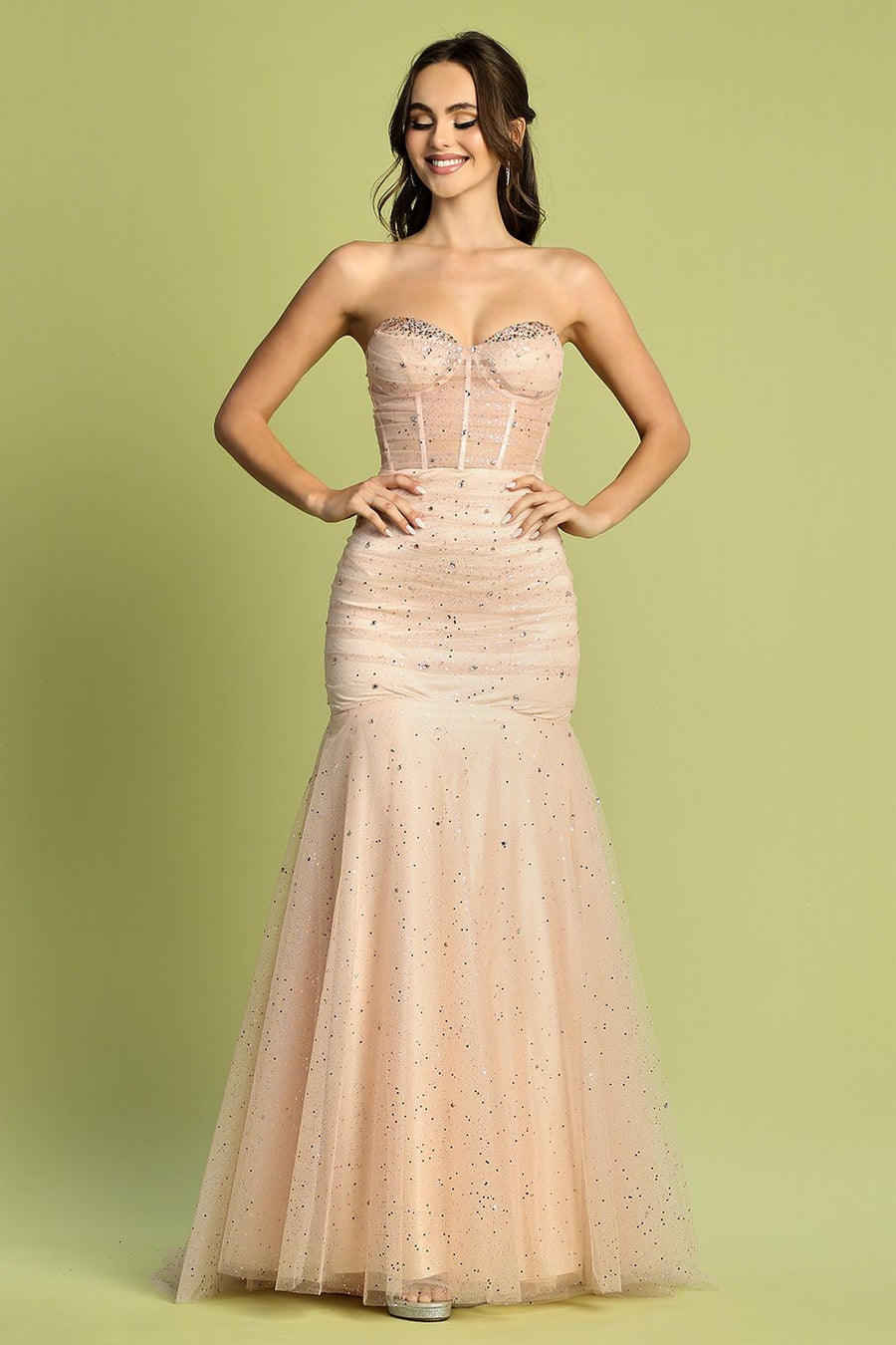 Prom Dresses Long Formal Glitter Mermaid Prom Dress Blush