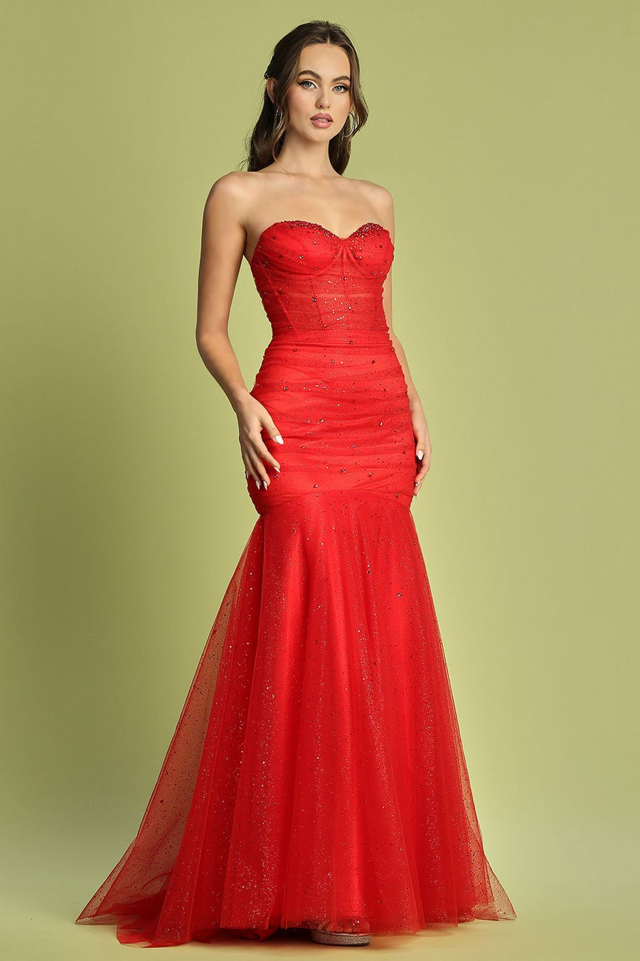 Prom Dresses Long Formal Glitter Mermaid Prom Dress Red