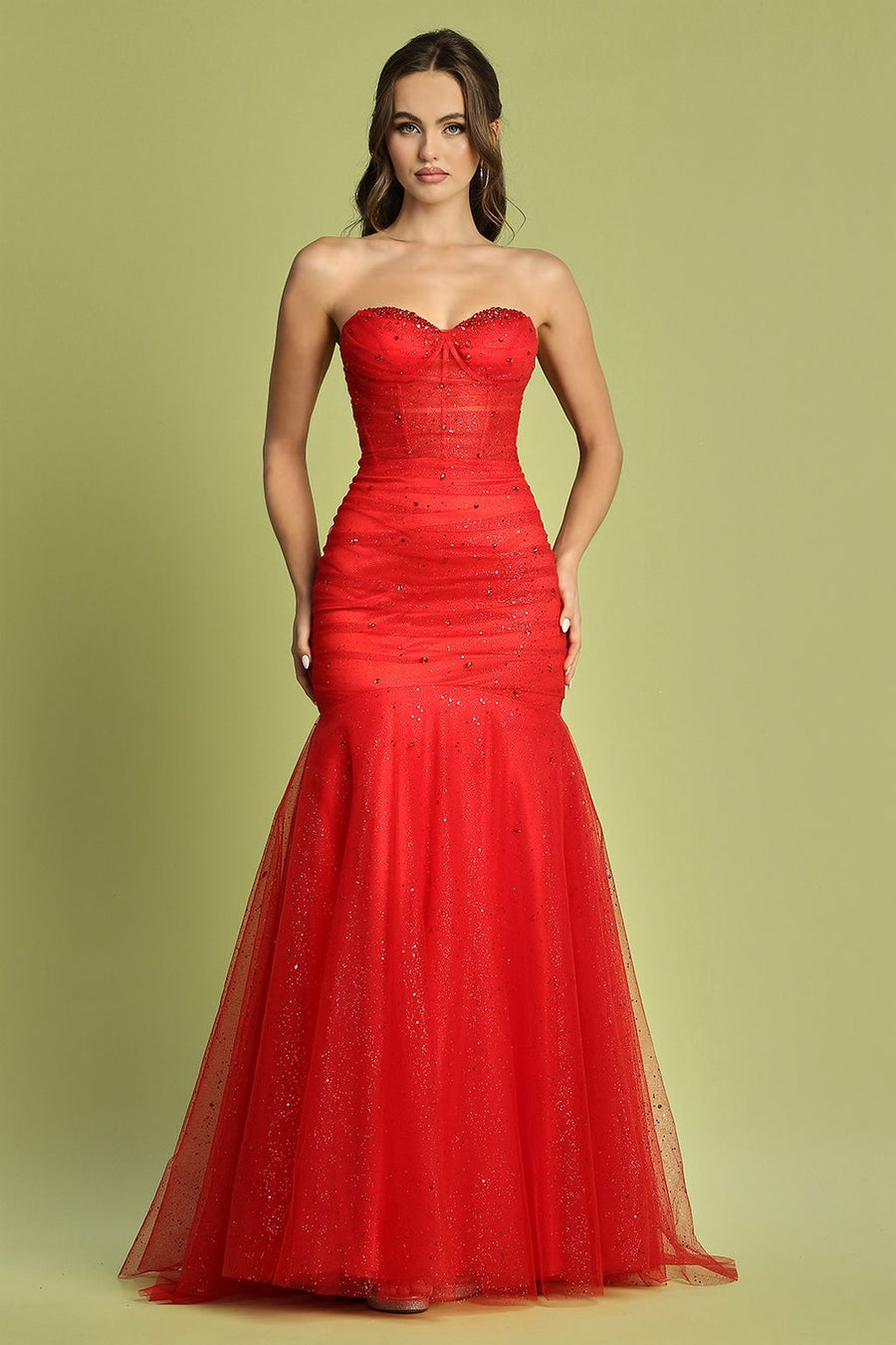 Prom Dresses Long Formal Glitter Mermaid Prom Dress Red