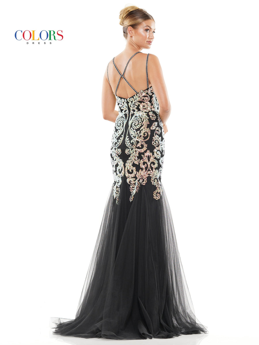 Prom Dresses Long Formal Sequin Mesh Prom Dress Black
