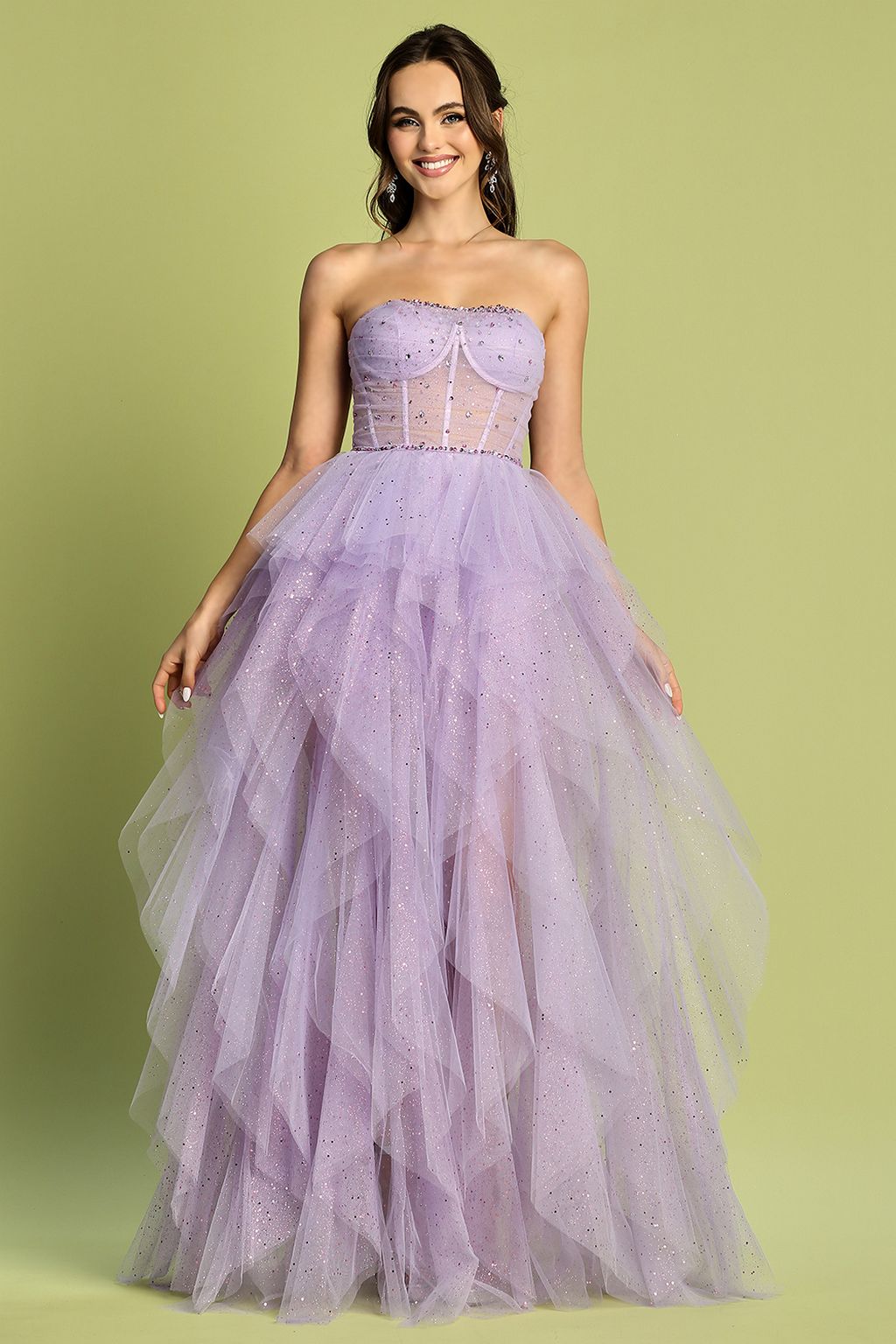 Prom Dresses Prom Glitter Long Formal Corset Dress Lavender