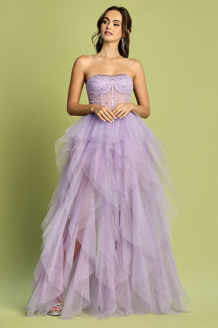 Prom Dresses Prom Glitter Long Formal Corset Dress Lavender