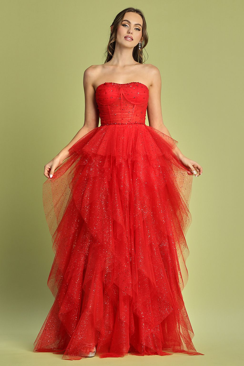 Prom Dresses Prom Glitter Long Formal Corset Dress Red