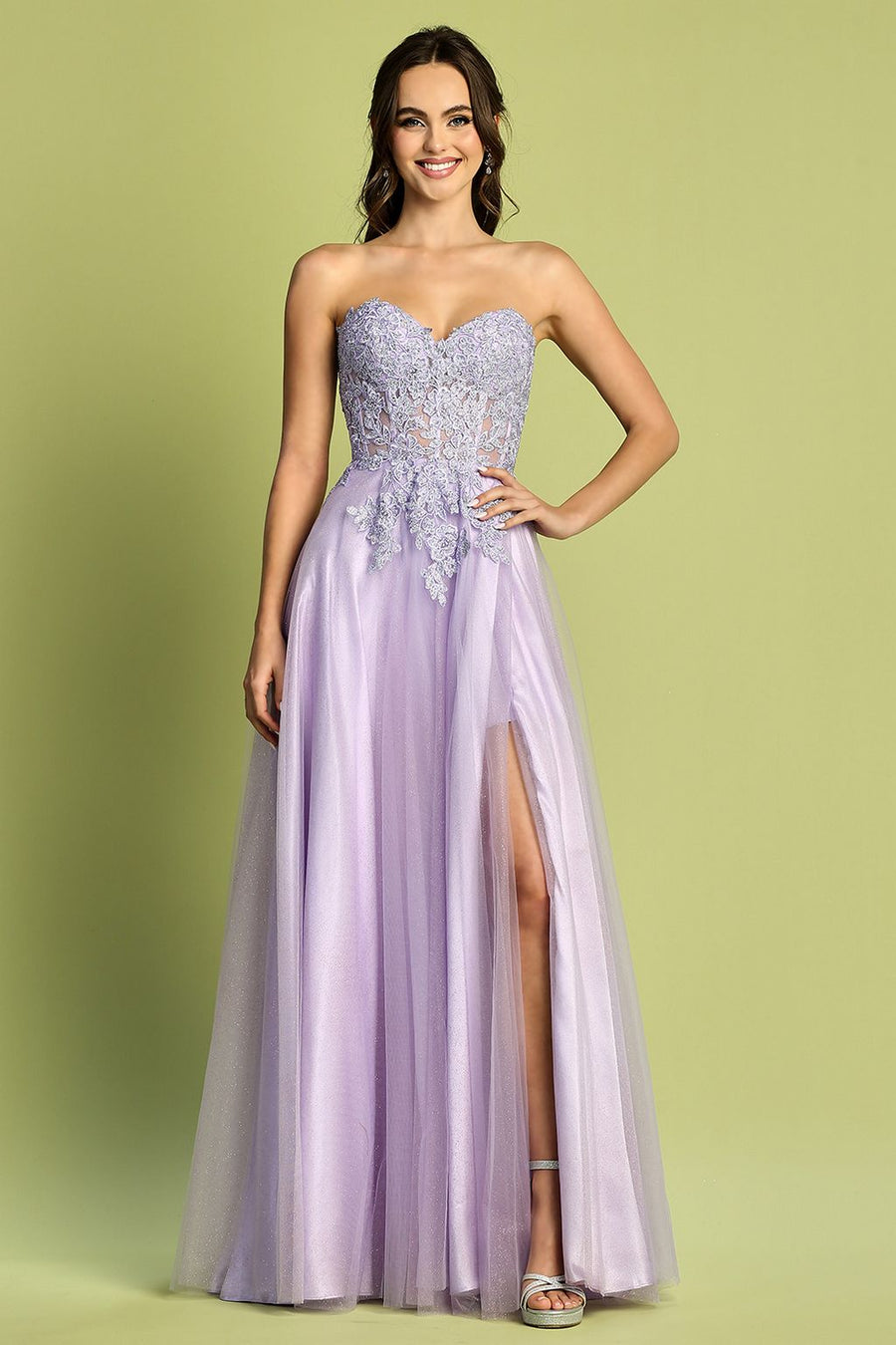 Prom Dresses A Line Long Glitter Formal Corset Prom Dress Lilac