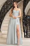 Prom Dresses A Line Long Glitter Formal Corset Prom Dress Sage