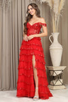 Prom Dresses A Line Sequin Long Formal Prom Dress Red