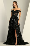 Prom Dresses Long Formal A Line Slit Prom Dress Black