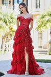 Prom Dresses Long Formal A Line Slit Prom Dress Red