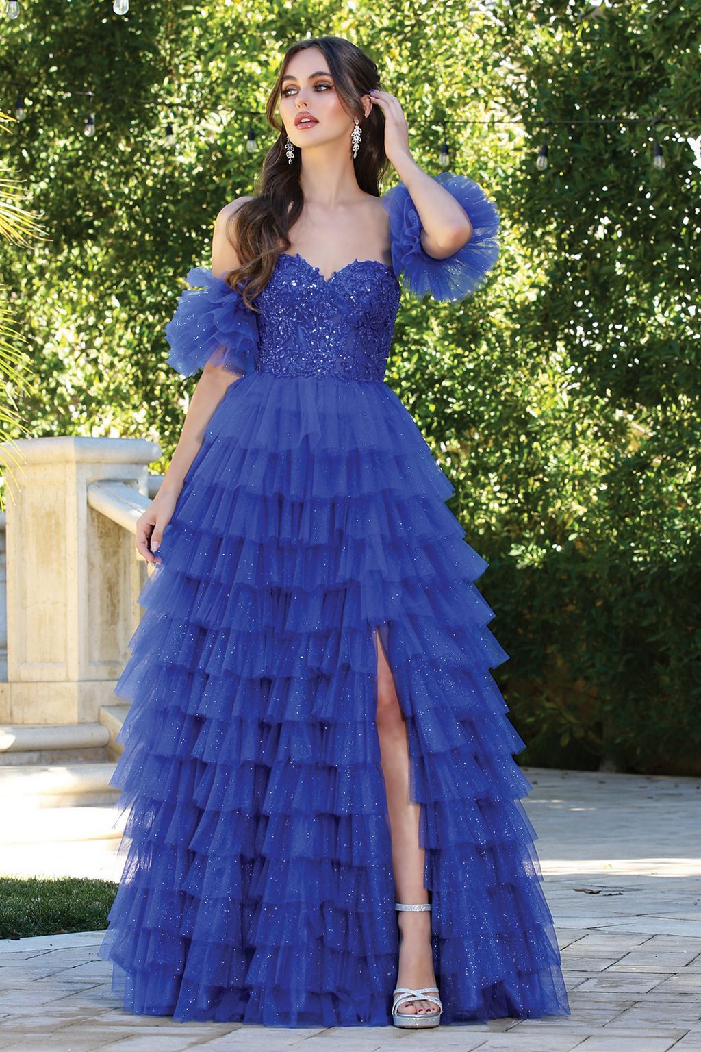 Prom Dresses Long Formal A Line Corset Glitter Prom Dress Royal Blue