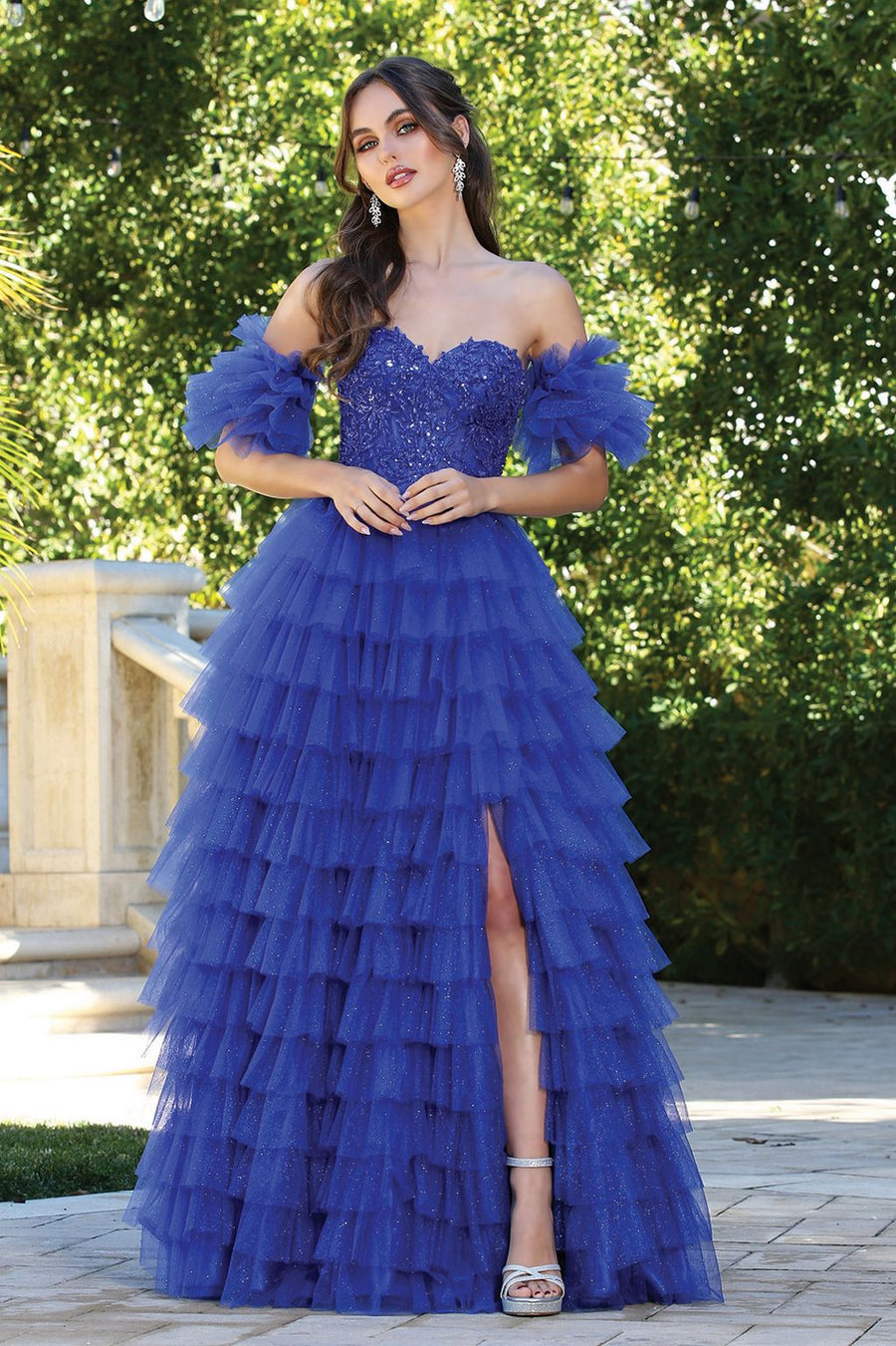 Prom Dresses Long Formal A Line Corset Glitter Prom Dress Royal Blue