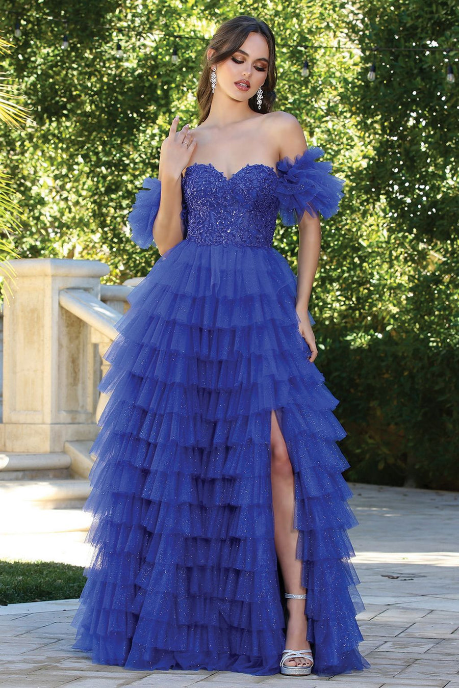 Prom Dresses Long Formal A Line Corset Glitter Prom Dress Royal Blue