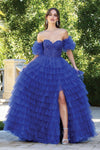 Prom Dresses Long Formal A Line Corset Glitter Prom Dress Royal Blue