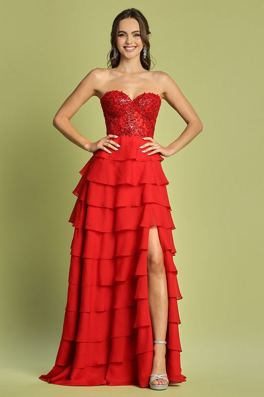 Prom Dresses A Line Prom Long Beaded Lace Formal Dress Red
