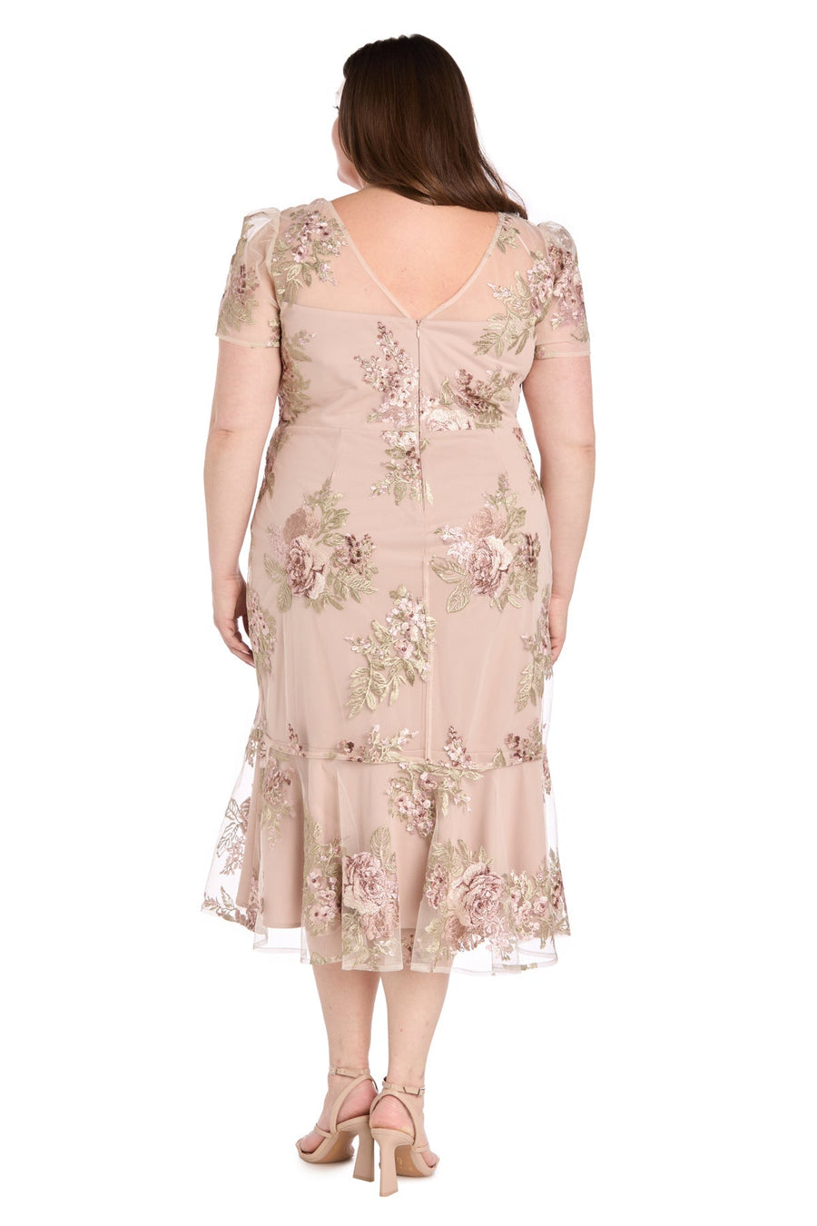 Plus Size Dresses Plus Size Floral Midi Cocktail Dress Rose