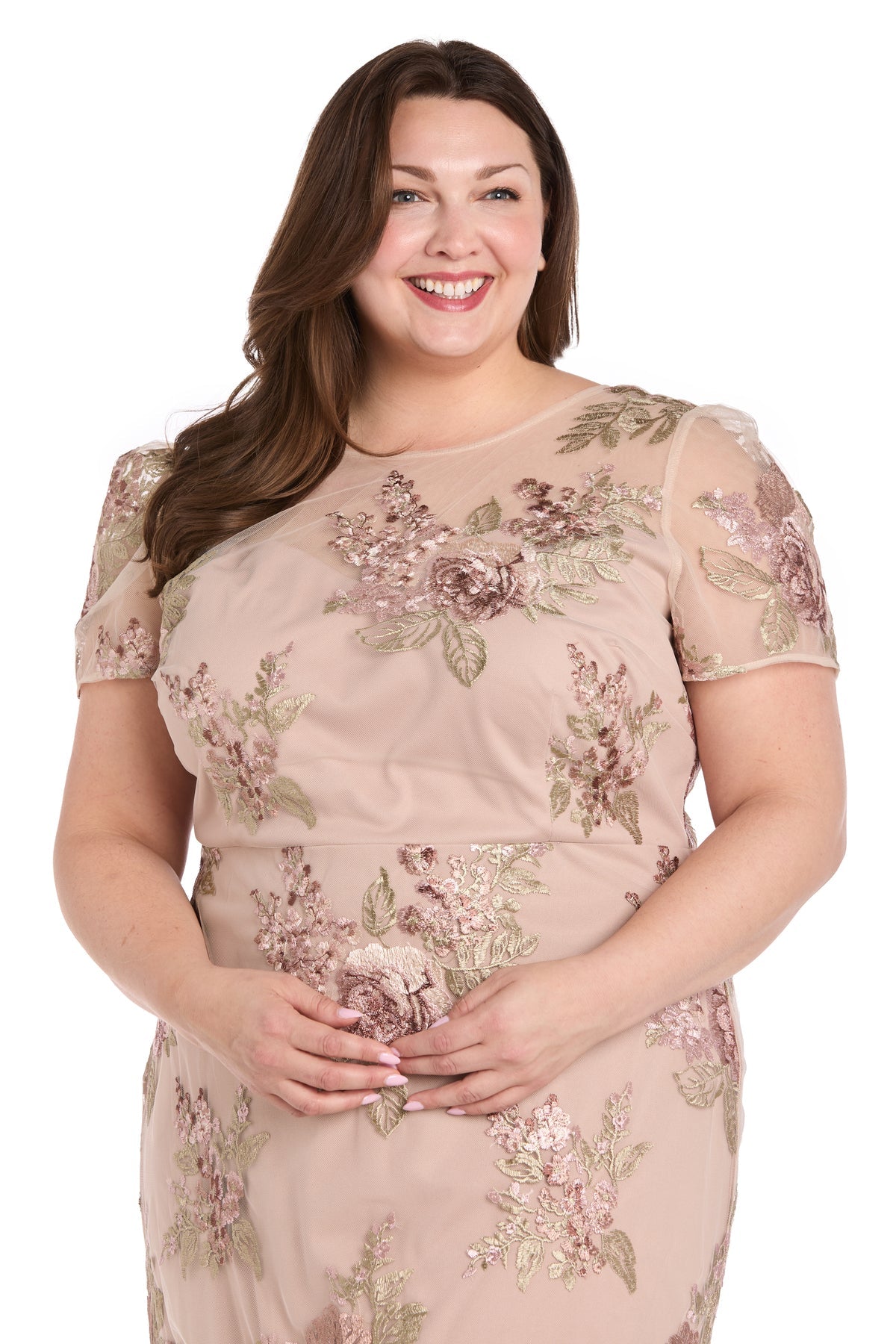 Plus Size Dresses Plus Size Floral Midi Cocktail Dress Rose