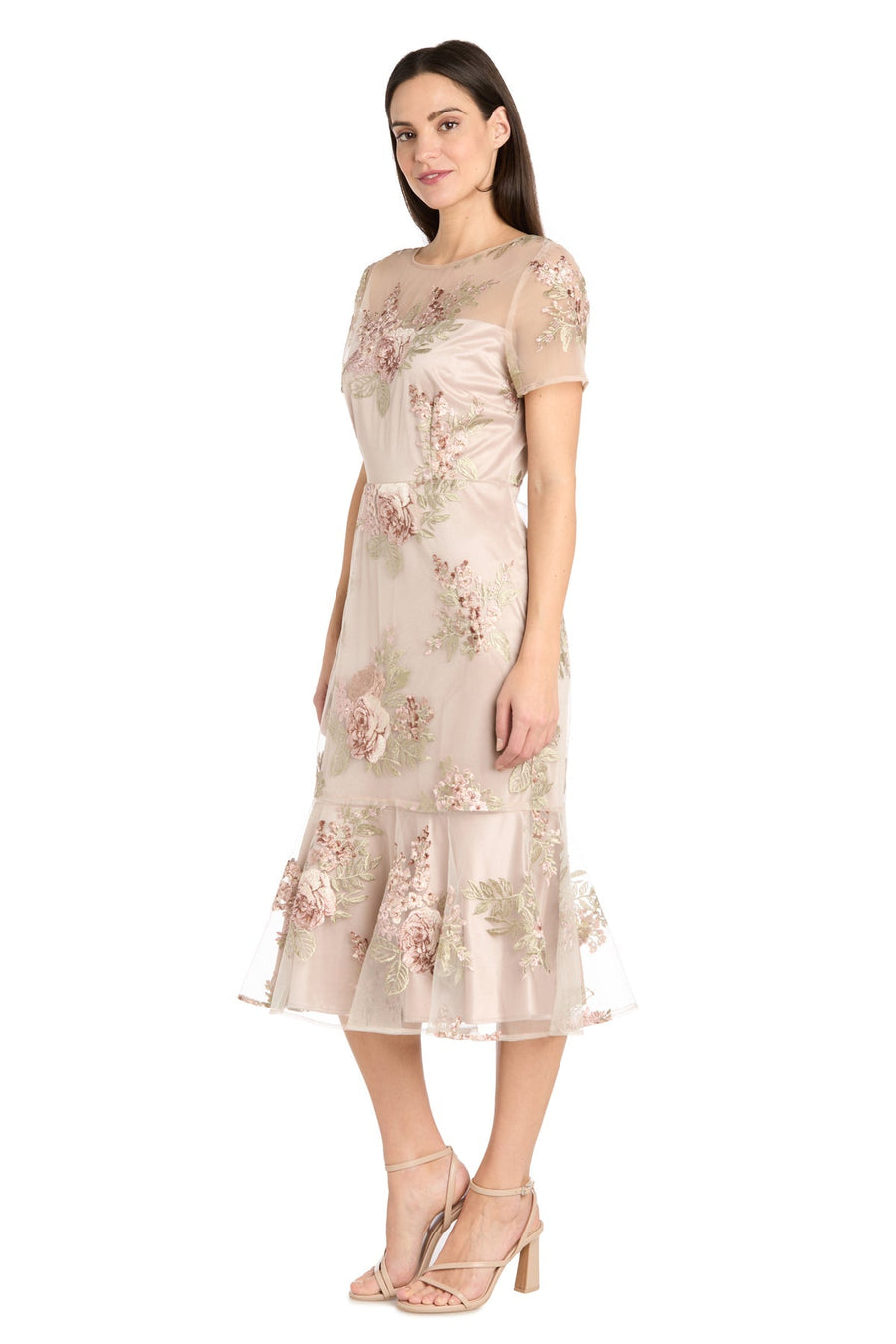 Cocktail Dresses Short Floral Mother of the Bride Cocktail Midi Dress Rose