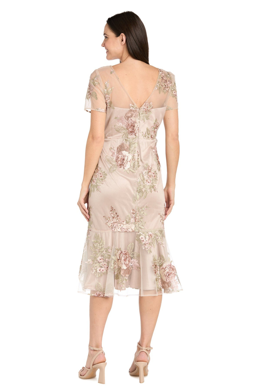 Cocktail Dresses Short Floral Mother of the Bride Cocktail Midi Dress Rose