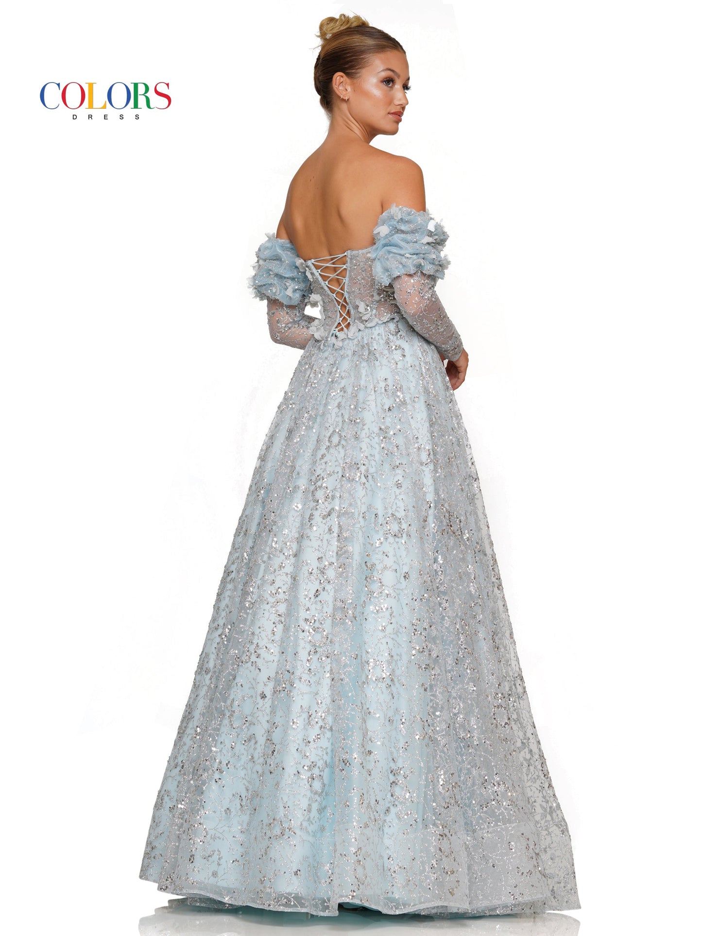 Prom Dresses Prom Long Formal Glitter Mesh Ball Gown Light Blue