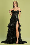 Prom Dresses Prom Fitted Long Corset Sequin Applique Formal Dress Black
