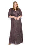 Plus Size Dresses Metallic Long Formal Plus Size Dress Wine