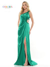 Prom Dresses Long One Shoulder Fitted Satin Prom Dress Emerald