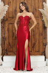 Prom Dresses Long Formal Fitted Slit Prom Dress Burgundy