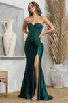 Prom Dresses Long Formal Fitted Slit Prom Dress Emerald