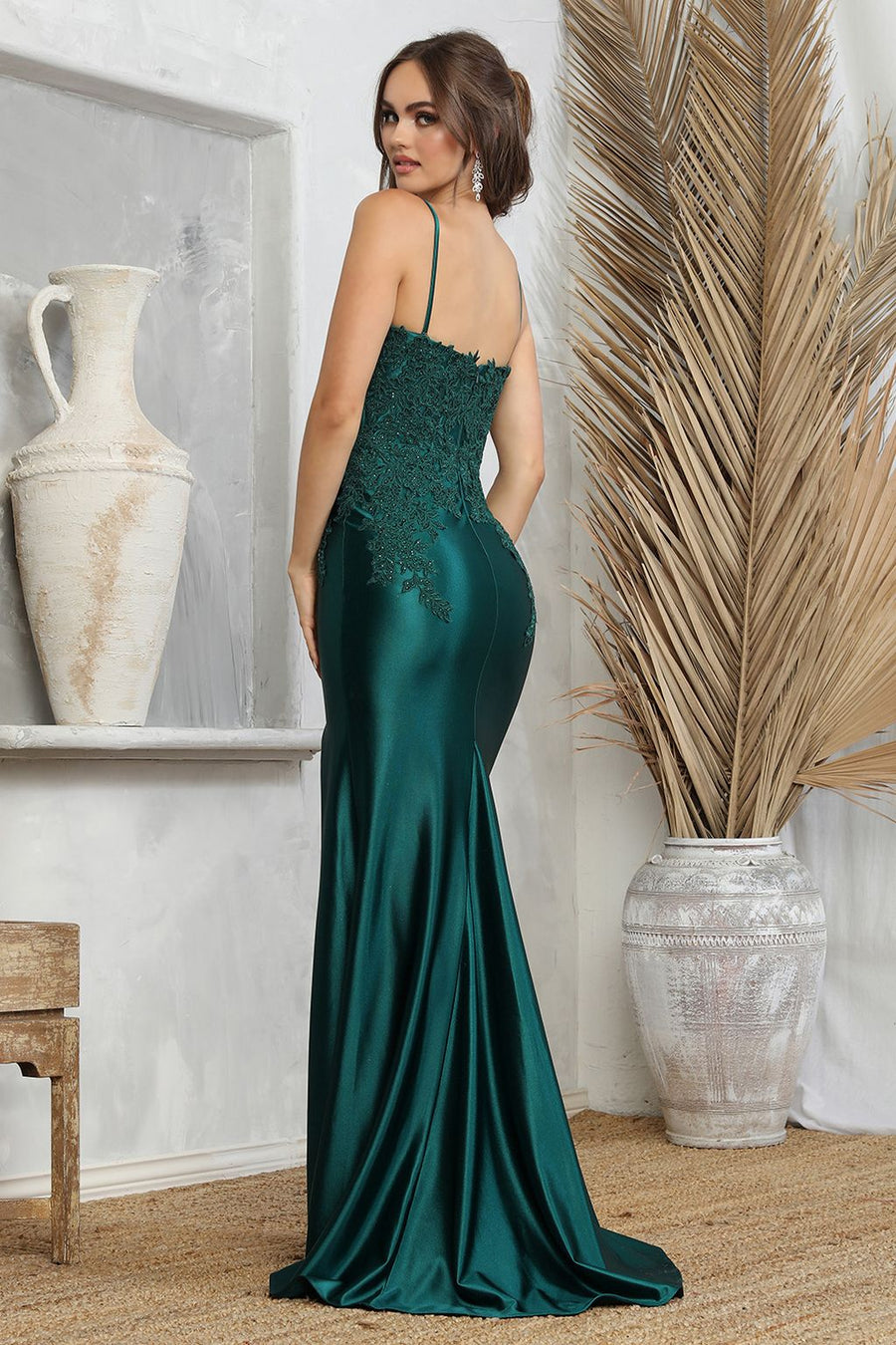 Prom Dresses Long Formal Fitted Slit Prom Dress Emerald