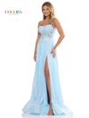 Prom Dresses Long Strapless Formal A Line Prom Dress Light Blue